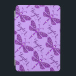 Purple dragonfly art pattern named ipad cover<br><div class="desc">Girls bright purple add your own name girlie dragonfly pattern ipad screen protector designed by exclusively by Sarah Trett. Personalize with your name of your choice, currently reads Taylor (***Please note some names will not always fit due to the nature of the font). I can post another to meet your...</div>