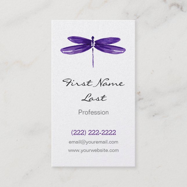 Purple Dragonfly Business Card | Dragon Fly Cards (Front)