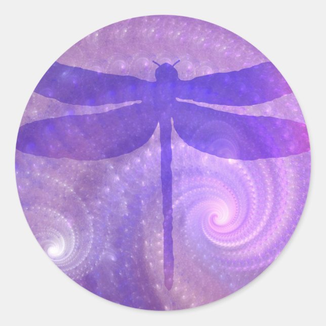 Purple Dragonfly Classic Round Sticker (Front)