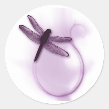 Purple Dragonfly Classic Round Sticker by Amitees at Zazzle