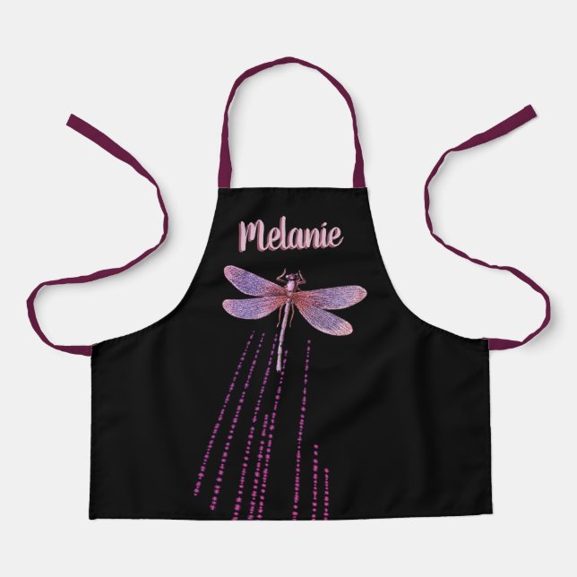 Purple Dragonfly Custom Name Apron (Front)