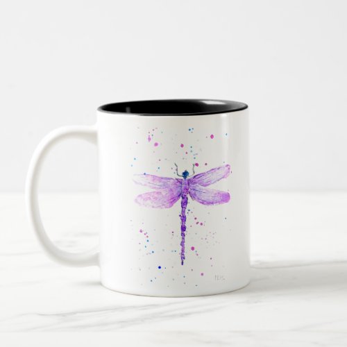 Purple dragonfly cute animal girly purple  Two_Tone coffee mug