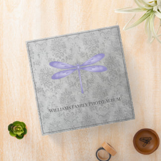 Purple Dragonfly Damask Family Photo Album 3 Ring Binder