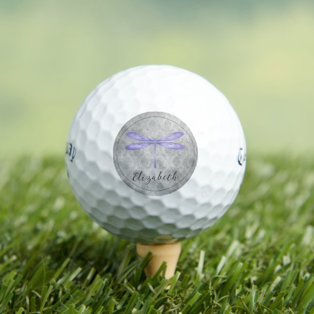 Purple Dragonfly Damask Golf Balls (Insitu Tee)