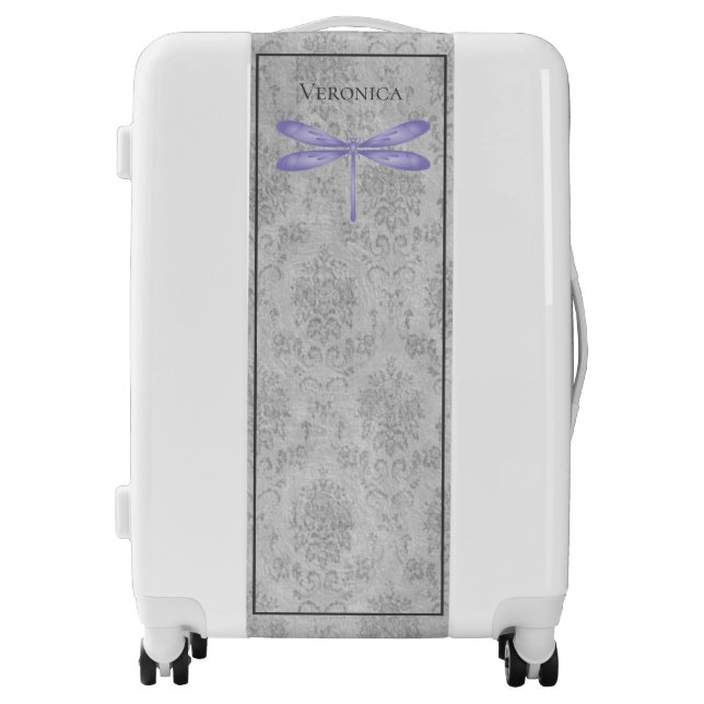 Purple Dragonfly Damask Luggage (Front)