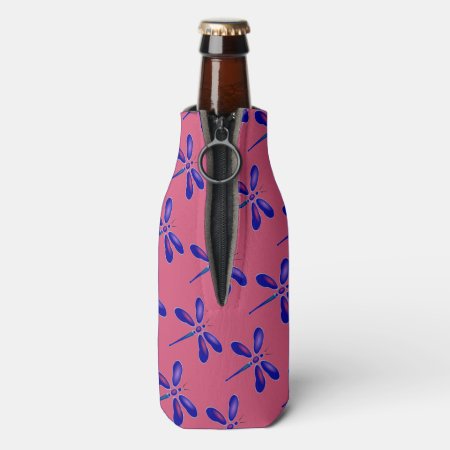 Purple Dragonfly Digital Art Bottle Cooler