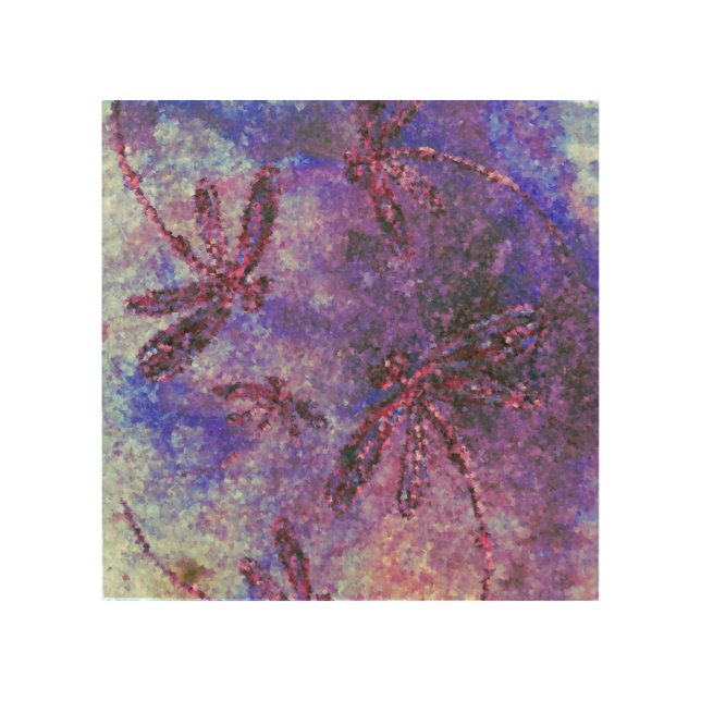 Purple Dragonfly Haze Wood Wall Art (Front)