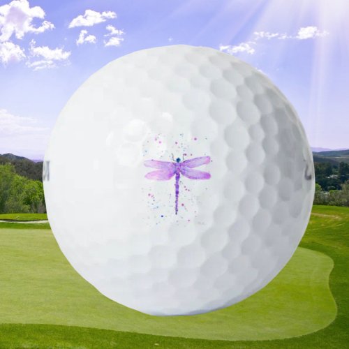 Purple dragonfly insect purple girly watercolor  golf balls