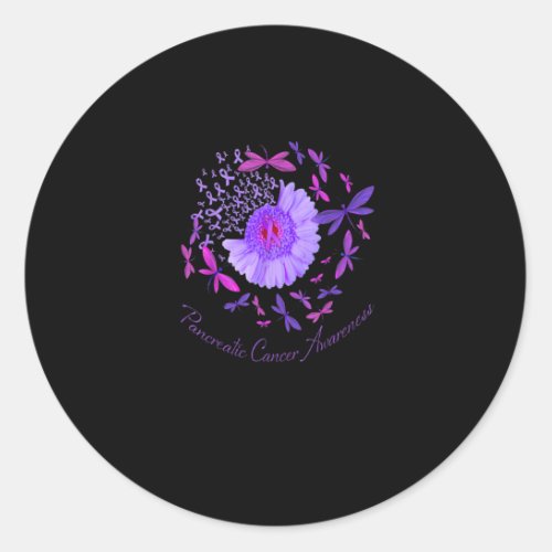 Purple Dragonfly Pancreatic Cancer Awareness Classic Round Sticker