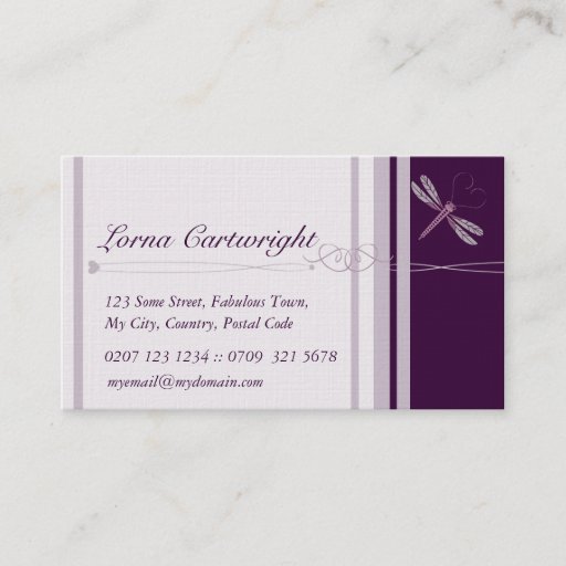 Customizable Purple Dragonfly Personal Cards Business Cards