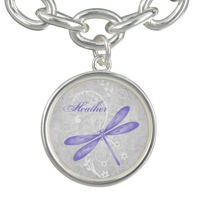Purple Dragonfly Personalize Bracelet (Design)