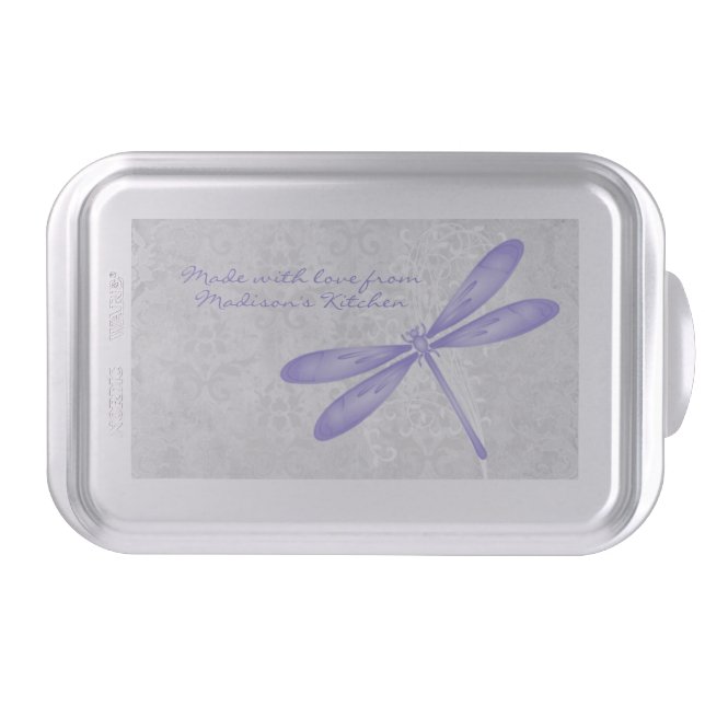 Purple Dragonfly Personalized Cake Pan (Front)