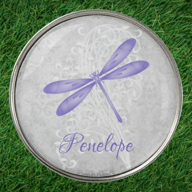 Purple Dragonfly Personalized Golf Ball Marker (Purple Dragonfly Personalized Golf Ball Marker)
