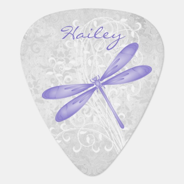 Purple Dragonfly Personalized Guitar Pick (Front)