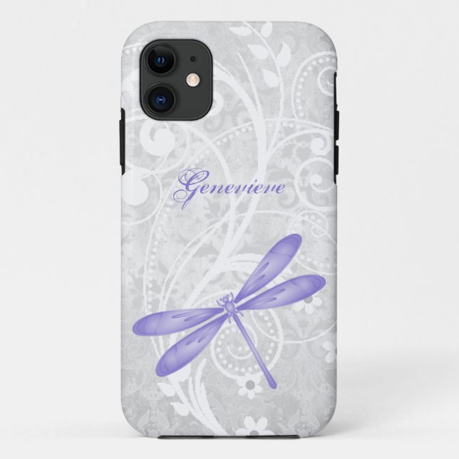 Purple Dragonfly Personalized iPhone 11 Case (Back)