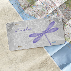 Purple Dragonfly Personalized License Plate