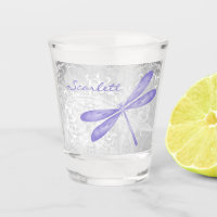 Purple Dragonfly Personalized Shot glass