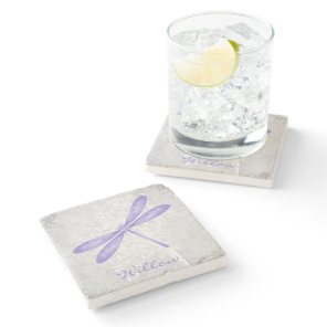 Purple Dragonfly Personalized Stone Coaster