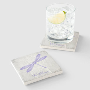 Purple Dragonfly Personalized Stone Coaster