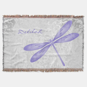 Purple Dragonfly Personalized Throw Blanket
