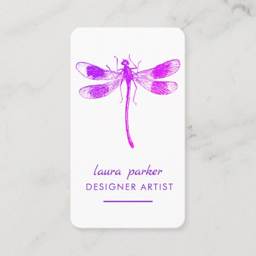 Purple Dragonfly Retro Vintage Good luck Tattoo Business Card