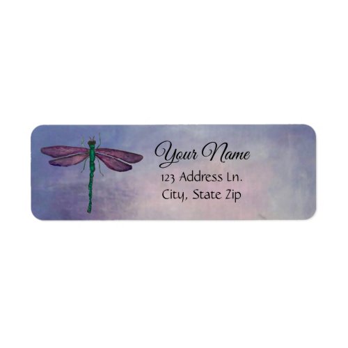 Purple Dragonfly Return Address Label