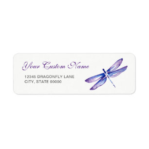 Purple Dragonfly Return Address Labels Template