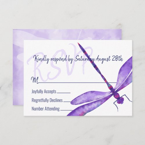 Purple Dragonfly RSVP Enclosure Card