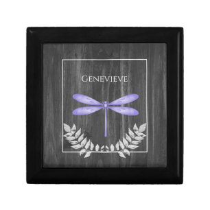 Purple Dragonfly Rustic Gift Box