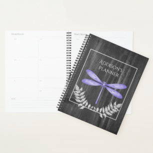 Purple Dragonfly Rustic Planner
