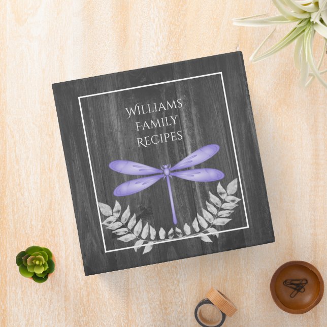 Purple Dragonfly Rustic Recipe Binder (In Situ)