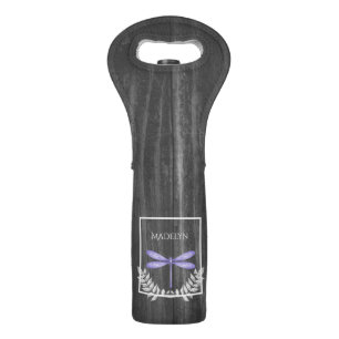 Purple Dragonfly Rustic Wine Bag