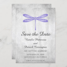 Purple Dragonfly Save the Date Invite