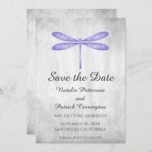 Purple Dragonfly Save the Date Invite