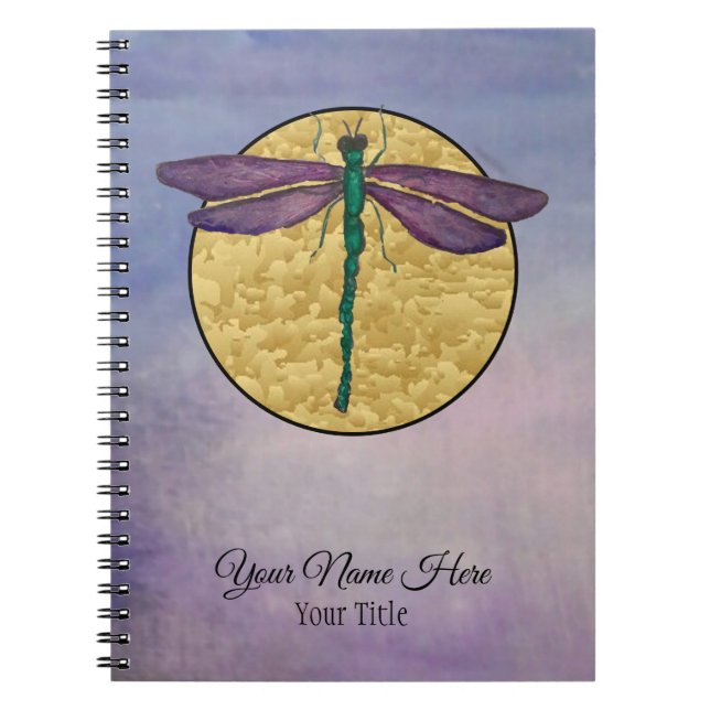 Purple Dragonfly Spiral Notebook (Front)