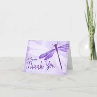 Purple Dragonfly Thank You Card