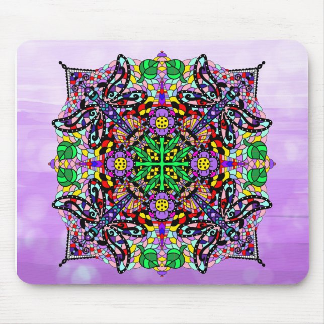 Purple Dragonfly Themed Mandala Colorful Mouse Pad (Front)