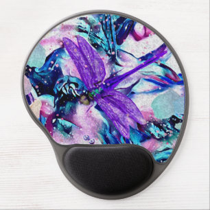 Purple Dragonfly Watercolor 2 Gel Mouse Pad