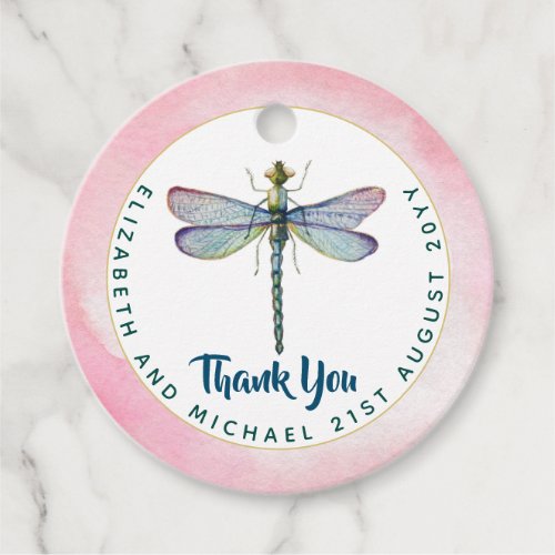 Purple Dragonfly Watercolor Floral Wedding Budget Favor Tags