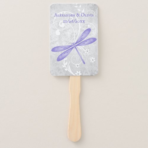 Purple Dragonfly Wedding Favor Hand Fan