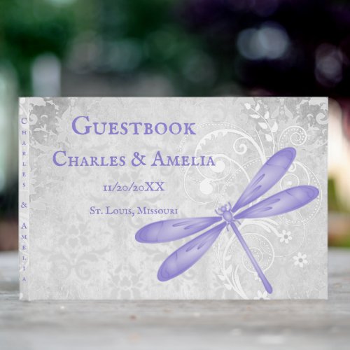 Purple Dragonfly Wedding Guestbook