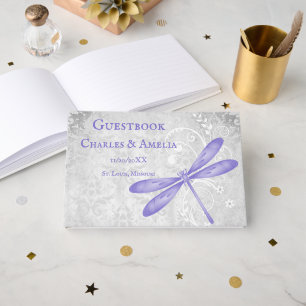 Purple Dragonfly Wedding Guestbook