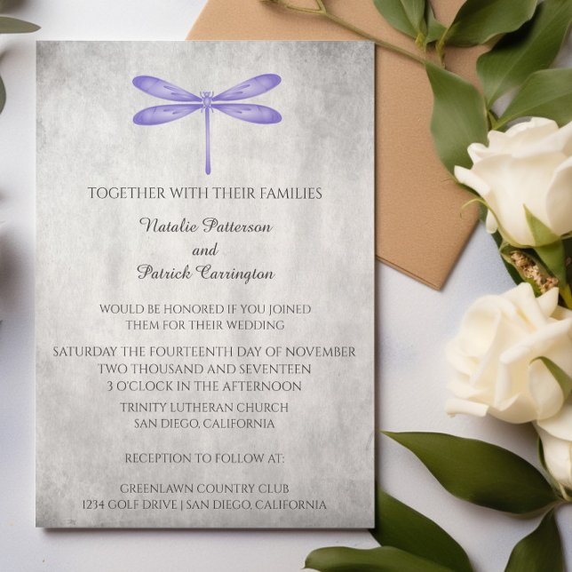 Purple Dragonfly Wedding Invitation (Purple Dragonfly Wedding Invitation)