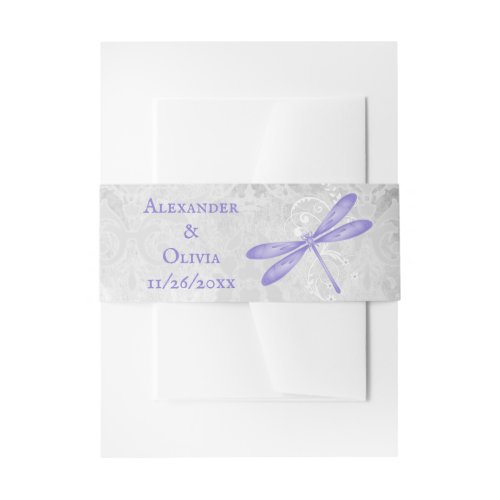 Purple Dragonfly Wedding Invite Belly Band