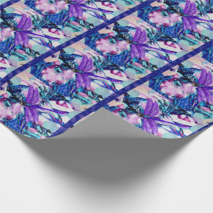 Purple dragonfly wrapping paper