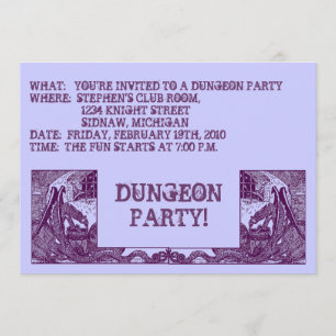 PURPLE DRAGONS IN THE DUNGEONS ~ PARTY INVITATION
