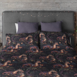 Purple Dragons Perched in Trees Pillow Case