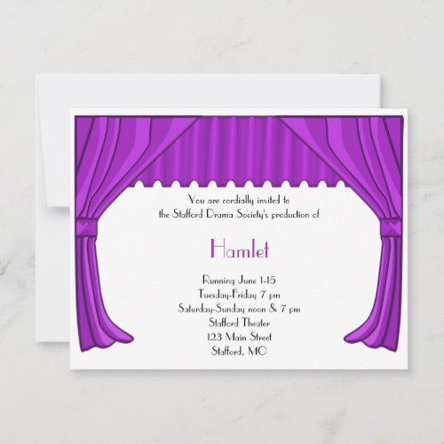 Purple Drama and Theater Invitation