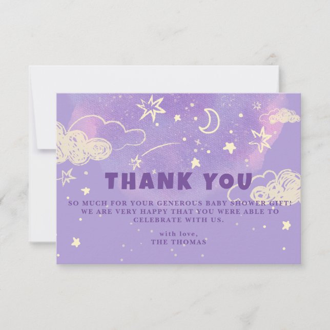 Purple Dream Baby Shower Thank You Card (Front)