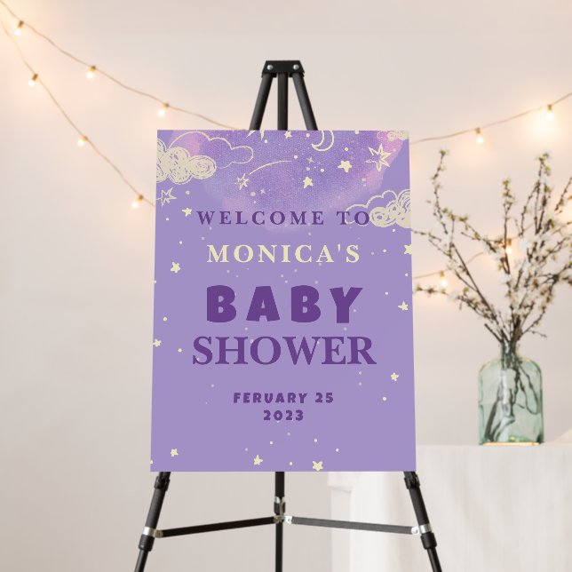 Purple Dream Baby Shower Welcome Sign (In Situ (Stand))